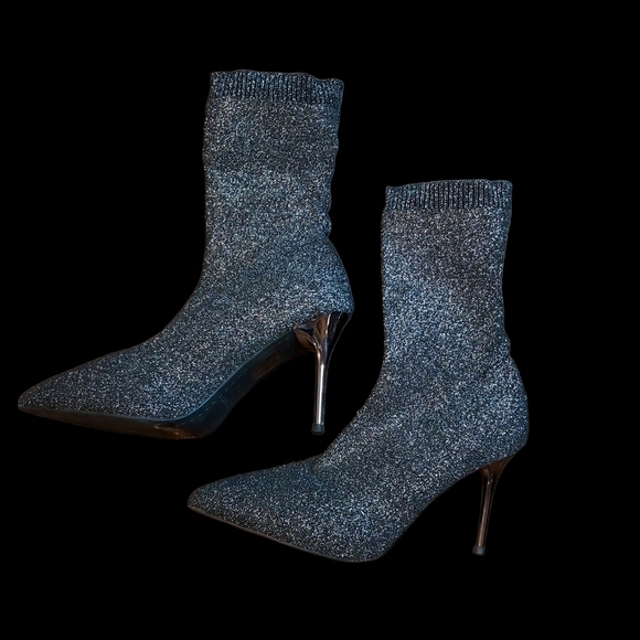 Pierre Dumas 9 silver glittery heels and black/silver pull on heel boots 39 - Picture 13 of 16